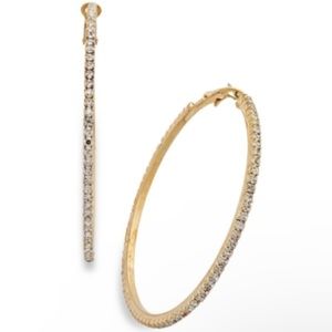 NWT Thalia Sodi Large Crystal Pavé Hoop Earrings 2.4"